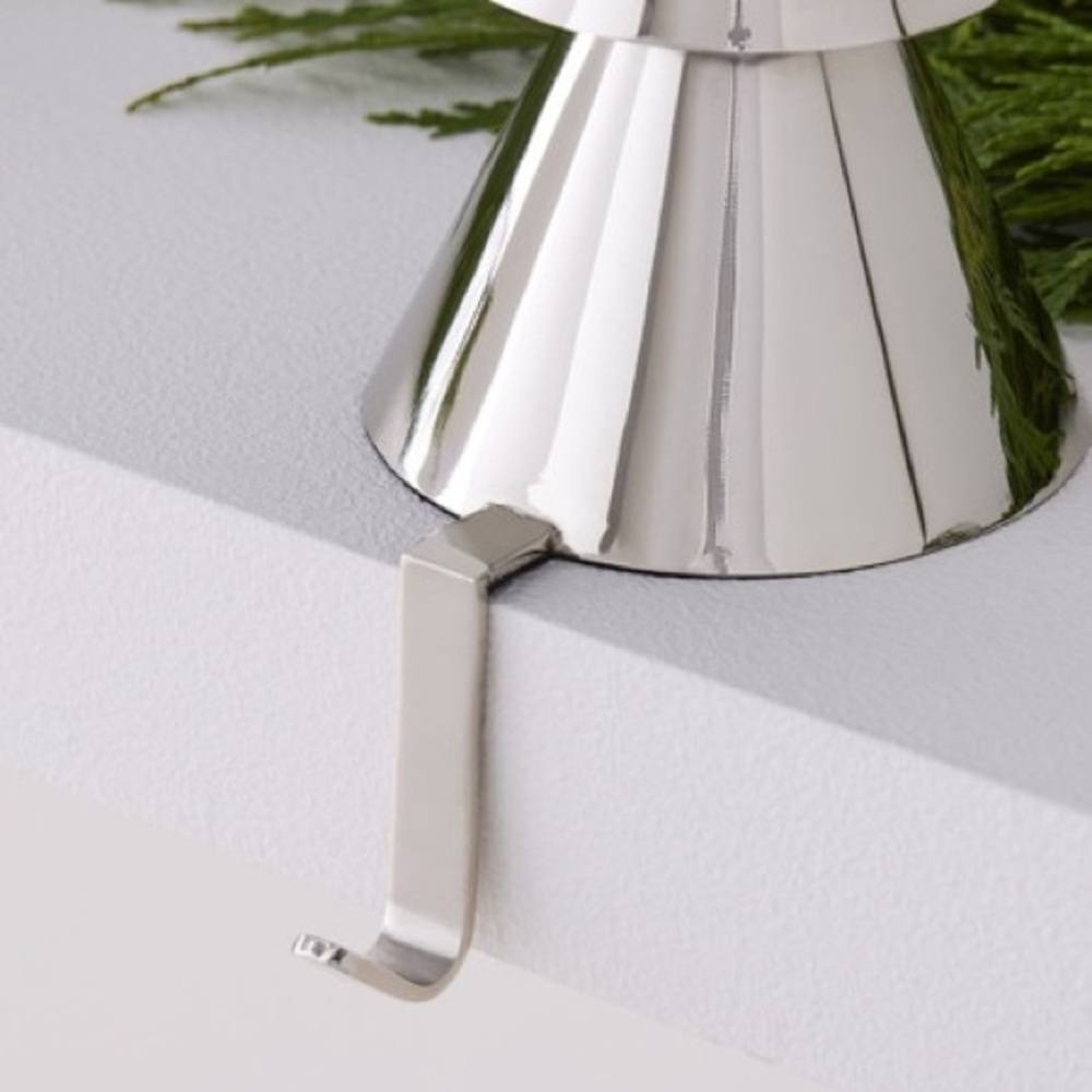 Two Williams Sonoma Polished Nickel Metal Christmas Stocking Holders, Like New!! - Picture 5 of 5
